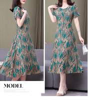 Nueva moda Casual 2024 vestidos elegantes de verano para mujeres cuello redondo estampado Vintage Vestido de manga corta ropa suelta de mujer - details 19