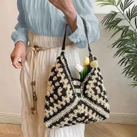Bolso de ganchillo de paja de verano a la moda, bolso de hombro tejido para ocio en la playa, bolsos de mujer informales para vacaciones, señoras/niñas - details 4