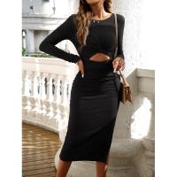 Vestido mediano para mujer de manga larga, cintura ancha, elástico ajustado, moda informal y elegante de alta gama - details 9