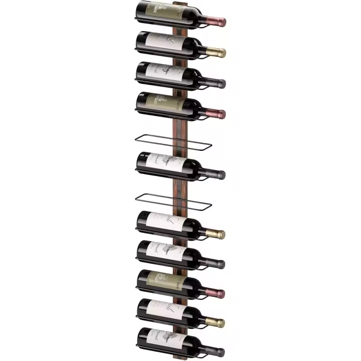 montado en la pared para 12 botellas de vino, de madera, soporte para cocina, comedor, bar - 1