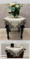 Mantel cuadrado de tela blanca, cubierta de comedor de encaje bordado, mesa Juppe wer, manteles elegantes, toallas - details 4