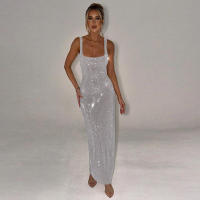 BUNO-lentejuelas mujeres Maxi vestido impresionante brillante elegante sin mangas espalda descubierta vaina Vestidos Mujer elegante moda Noche ceñido al cuerpo - details 7