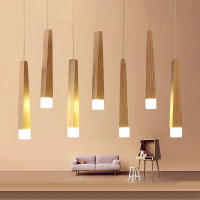 Lámpara colgante de madera japonesa minimalista, candelabro de diseño moderno para comedor, cafetería, Bar, luz de techo - details 1