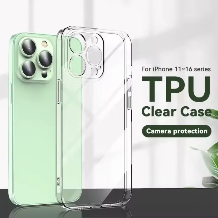 Funda de teléfono transparente de silicona para iPhone 11 12 13 14 15 16 Pro Max 15 Plus 16E 12 Mini X XS XR funda trasera suave transparente de TPU - 1
