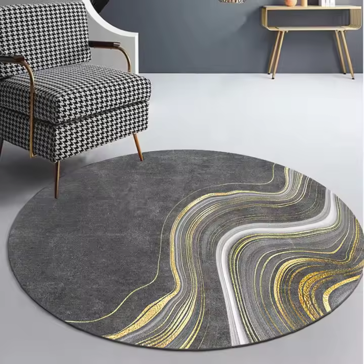 Alfombra de Tapete Redonda de Lujo Nórdico para Decoración de Hogar Alfombra para Dormitorio y Sala de Estar Alfombra Grande para Decoración de Habitación de Adolescente - 1