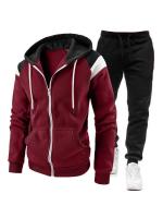 Conjunto de dos piezas para hombre, chándales informales, trajes deportivos para exteriores, sudaderas con capucha y pantalones para correr, Otoño e Invierno - details 4