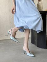Diseño de nicho versátil stiletto puntiagudo tacones altos mujeres desgaste nueva moda Spice girl bolsa cabeza sandalias - details 17