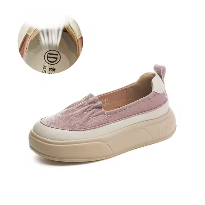 Suela de espuma de cuero pequeños zapatos blancos nueva plataforma de un pedal solo zapatos de las mujeres retro versátil mocasines - 1