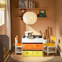 2 Taburetes Infantiles Escritorio Infantil con 2 Compartimentos y 1 Soporte para Rollo de Papel Blanco Madera y Verde ES - details 11
