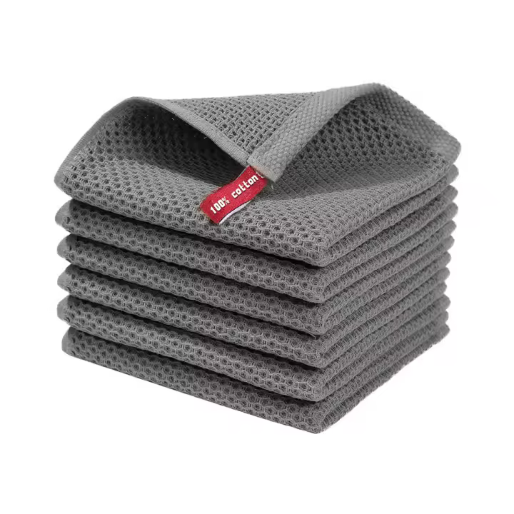 Paño de cocina de algodón absorbente en forma de panal, espeso, tipo gofre, para limpieza de platos, estropajo, cuadrado, toalla de cara, rejilla de piña - 1