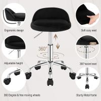 Silla de Oficina de Cuero Sintético Silla de Escritorio sin Brazos Taburete Giratorio para Sala de Masaje SPA Taburete de Tocador Blanco - details 19