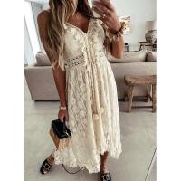 Vestido tobillero con tirantes, falda larga de color puro, columpio grande, exportación europea y americana, principios de otoño, nuevo, 2024 - details 3