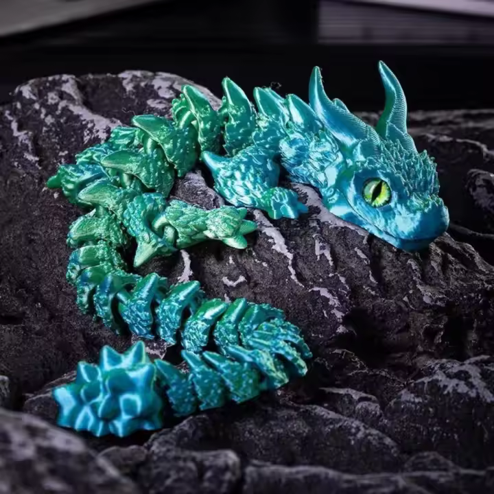 Ojo simulado, dragón impreso en 3D, dragón chino, moldeado todo en uno, dragón Diceratops impreso en 3D, articulaciones giratorias y articuladas - 1