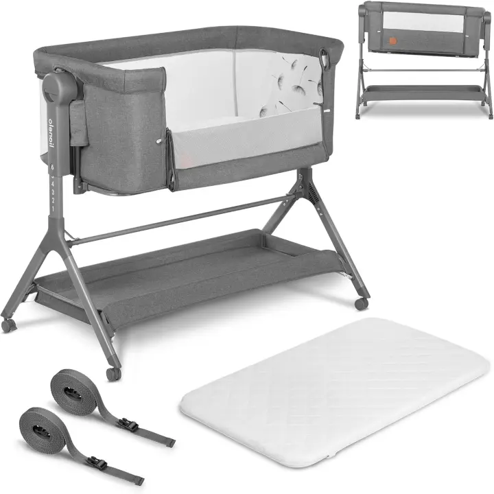 Cama de bebé Independiente hasta 9 kg, Cama supletoria y Cuna, Ajuste de Altura, Panel Lateral con ventilación, Panel Lateral Desmontable, Ruedas con Freno, Cesta Grande - 1