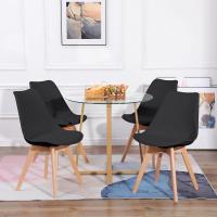 Juego de Mesa de Comedor y Sillas, 1 Mesa Redonda de 80 cm + 4 Sillas Blancas, de Diseño Nórdico - details 100