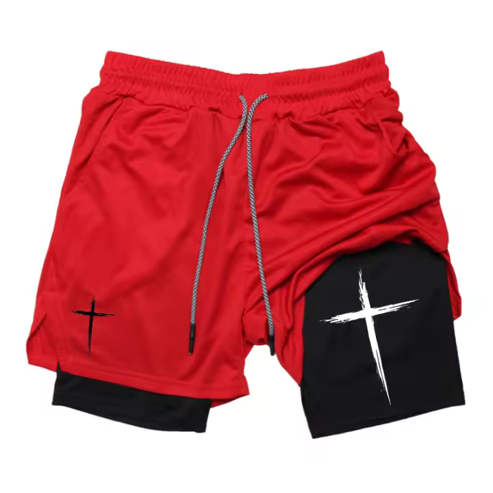 Pantalones Cortos de Rendimiento 2 en 1 para Hombres Shorts de Gimnasio con Bolsillo para Teléfono - 1