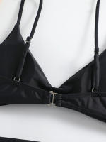 Bikini de cintura alta para mujer, traje de baño liso con tirantes, Tanga Sexy, ropa de playa, verano, 2024 - details 5
