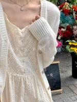 Vestido elegante de encaje ahuecado con silueta interior de línea A, vestido sin tirantes, diseño de cintura alta, falda larga sin mangas - details 0