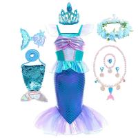 AmyStylish Niñas Princesa Sirena Ariel Cosplay Halloween Fiesta de Cumpleaños Verano Playa Vacaciones Vestido - details 60