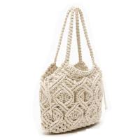 Bolso de Hombro de Playa de Algodón Tejido a Mano Bolso de Mano Blanco de Gran Capacidad para Chicas de Verano - details 2
