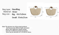 Bolsos de paja con forma de luna para mujer, bolso de mimbre tejido Vintage hecho a mano, ideal para playa, Verano - details 0