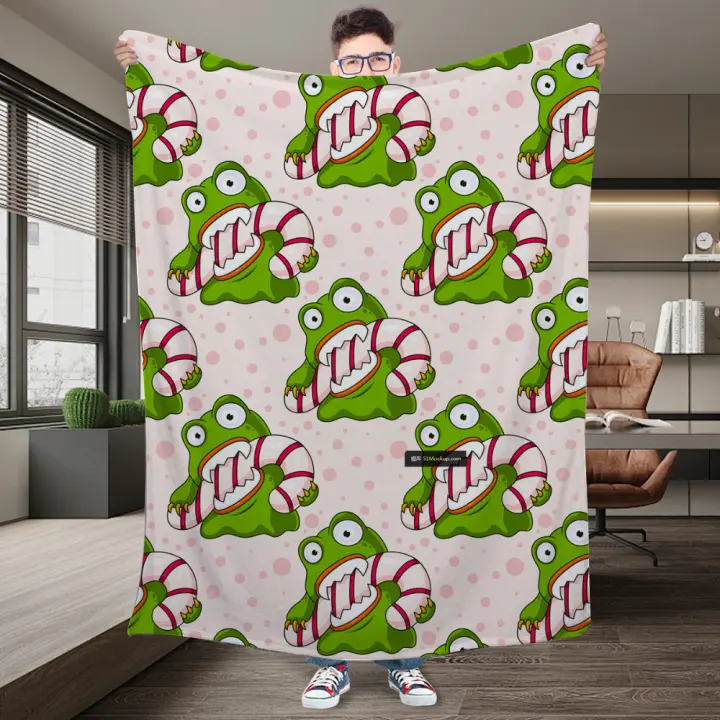 Manta personalizada con brida de rana de dibujos animados en 3D, regalo de cumpleaños de Halloween y Navidad para el Día de los niños - 1