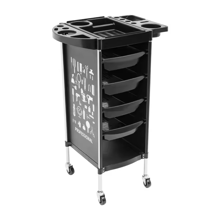 Carro de Peluquería Extensible de 4 Cajones con Cerradura Organizador de Espacio para Salón de Belleza - 1