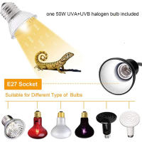 Lámpara de calor para reptiles, luz solar de espectro completo UVA UVB con Clip giratorio e interruptor para acuario, color blanco y negro - details 3