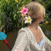Pinza para el pelo con forma de flor para mujer, accesorio para el cabello, 6 piezas, grande, para pelo grueso, fino, estilo dulce - details 0