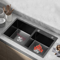 Conjunto de Grifo de Cocina de Acero Inoxidable 304 Doble Lavabo, Tabla de Drenaje, Partes de Plomería - details 2