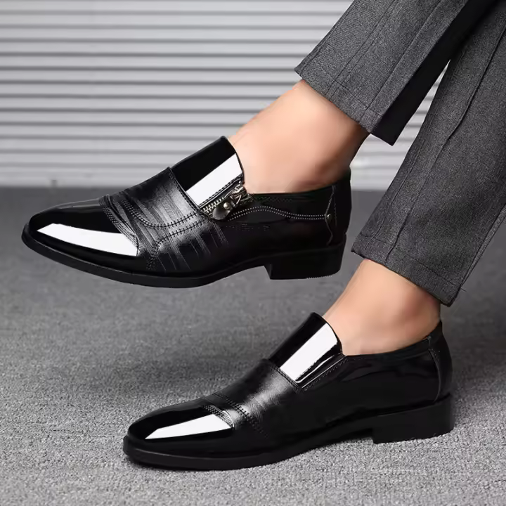 Zapatos de vestir de negocios clásicos para hombres, zapatos de boda formales elegantes de moda, zapatos Oxford sin cordones para oficina - 1