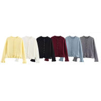 TRAFZA-suéter informal elegante y cálido con una hilera de botones para mujer, cárdigan de manga larga de punto decorativo apilado a la moda de primavera - details 1