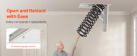 Escalera Retráctil para Ático SucceBuy, Capacidad de 299.37 kg, Compatible con Alturas de Techo de 259.08-286.51 cm, Abertura de 100.08 x 69.85 cm, Diseño de Acero Aleado Resistente con Barra de Tracción para Acceso al Ático o Techo - details 7