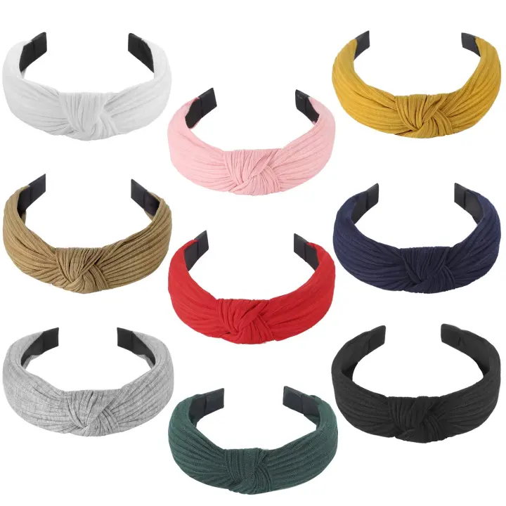 Diademas Enredadas de Cabeza para Mujeres y Niños 9 Piezas Bandas de Cabello Planas y Anches Accesorios de Cabello de Moda with Lazos Cruzados - 1