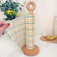Estante de papel en rollo de madera antideslizante Simple, soporte de papel en rollo de pie sin rasgo con una sola mano, bonito soporte para servilletas para el hogar - details 3