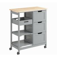 Mueble Auxiliar Cocina Carrito de Servir con 3 Cajones 2 Estantes y 1 Bandeja Extraíble Gris ES - details 0
