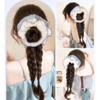 Diademas de encaje azul para mujer, coleteros de estilo coreano, peluca trenzada de boxeo elástica esponjosa - details 9