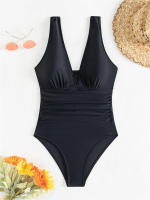 Bañador de una pieza con cuello en V para mujer, Monokini Sexy, traje de baño de playa sin espalda, novedad de verano - details 1