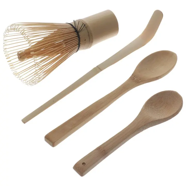Juego de batidor de bambú Natural hecho a mano, 4 piezas, licuadora de té japonesa, cuchara tradicional y batidor de Ceremonia de té - 1