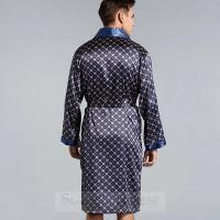 Bata de talla grande 3XL 4XL 5XL para hombre, ropa de dormir, Kimono a rayas azul marino, albornoz con bolsillo, ropa de verano de satén para el hogar, ropa de salón - details 7
