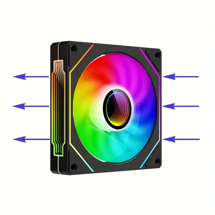 Ventilador de Refrigeración para PC con Efecto de Luz Ciclo Espejo ARGB, RPM 800-2000, Control PWM y Enfriamiento por Agua, Ventilador Refrescante de 120mm - 1