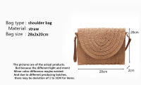Bolso cruzado de hombro tejido de paja para mujer, bolso de mano de playa, bolsos de sobre hechos a mano informales de verano - details 0