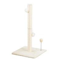 Poste rascador para gatos con base estable, pelotas de juego, color beige, 40*40*83cm - details 0