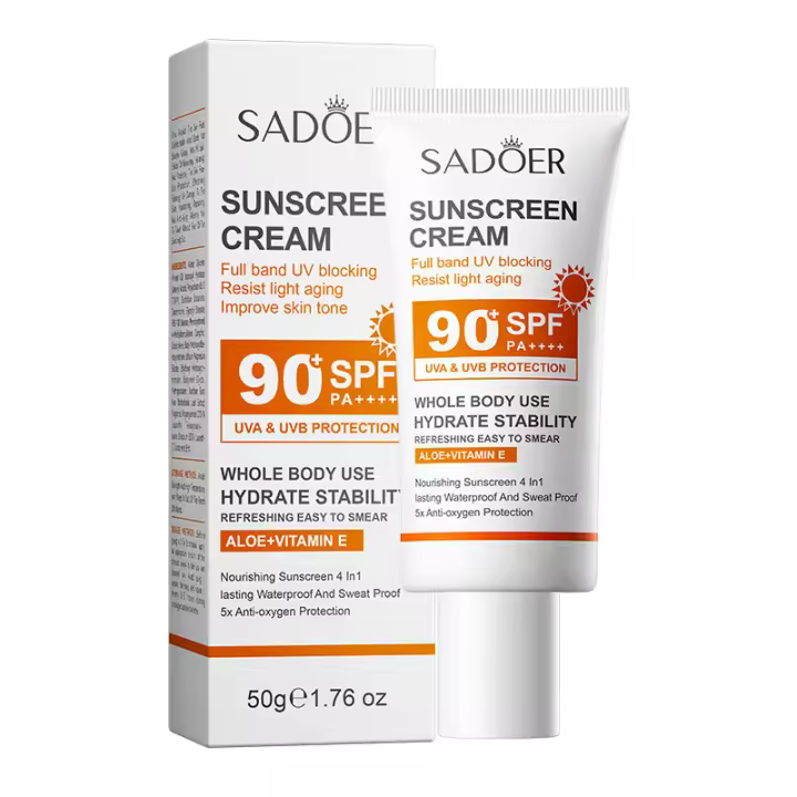 SADOER Protector solar SPF 90+ PA+++ Blanqueamiento Impermeable A prueba de sudor Hidratante duradero 50 g - 1