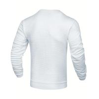 Abrigo de hombre moda pequeño cheque Waffle juvenil cuello redondo jacquard cheque sudadera con capucha - details 5