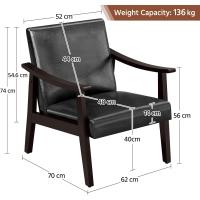 Salón Tapizado en Tela Sillón Individual con Respaldo Acolchado y Reposabrazos de Madera Maciza Sofá Individual Ergonómico Soporte 136 kg Gris - details 20