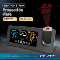 Reloj Electrónico de Proyección Calendario Perpetuo Estación Meteorológica Previsione del Tiempo Temperatura Humedad Pantalla a Color Despertador Digital - details 1