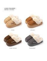 Zapatillas de algodón versátiles de Color sólido de felpa de fondo plano para mujer de invierno zapatos cálidos y acogedores para interiores y exteriores para hombre - details 9