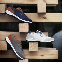 Zapatillas de deporte informales para hombre, zapatos Wlking ligeros grises, zapatos deportivos antideslizantes - details 2