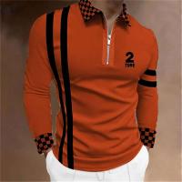 Polo para hombre Camisa de golf estampada a cuadros 3D Manga larga Cremallera Ropa deportiva Moda Ropa de calle Diseñador - details 15